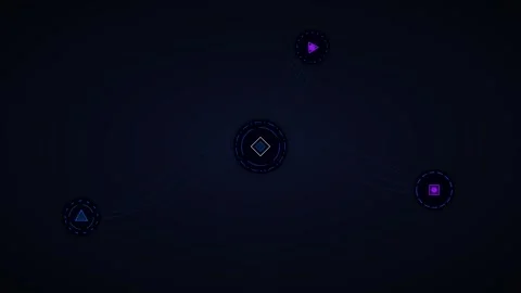 Abstract hud interface with pulsing geometric nodes and data network connec.. Stock Footage 344861534