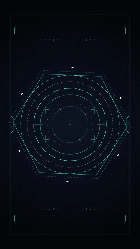 Abstract hud tech interface motion graphic with glowing dots and circles Stock Footage 347555669