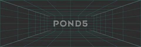 Abstract hud wireframes, cyberpunk elements and perspective black grid ...