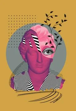 Abstract human antique statue, drawn style. Creative idea symbol, art design Stock Illustration