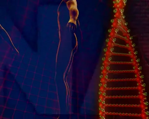 Abstract human body red DNA structure motion background Stock-Footage 255921185