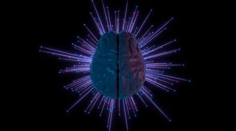 Abstract Human Brain activity visualization with traces and particles Stock Illustration