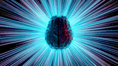 Abstract Human Brain activity visualization with traces and particles Stock Illustration