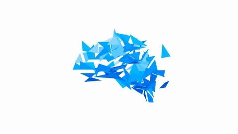 Abstract human brain animation design. Polygonal style on white background. Stock Footage 128745536