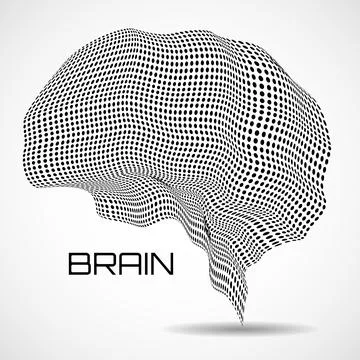 Abstract human brain of black dotted. Vector illustration Illustrazione stock