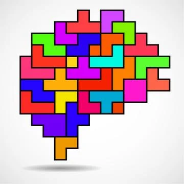 Abstract human brain of colored blocks. Vector illustration EPS 10 Stock Illustration