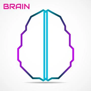 Abstract human brain of colorful gradient strip, vector logo Illustrazione stock