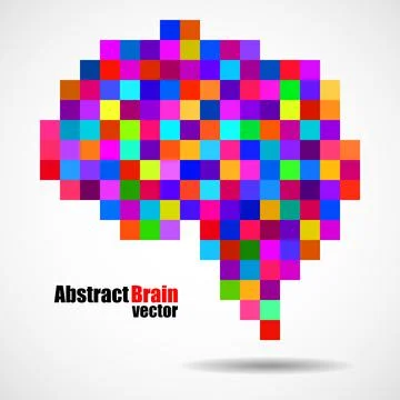 Abstract human brain of colorful pixels, concept artificial intelligence Stock Illustration