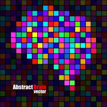 Abstract human brain of colorful pixels, concept artificial intelligence. Vector Illustrazione stock