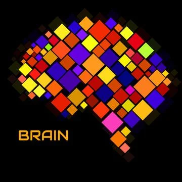 Abstract human brain of colorful pixels, concept artificial intelligence. Vec Stockillustratie