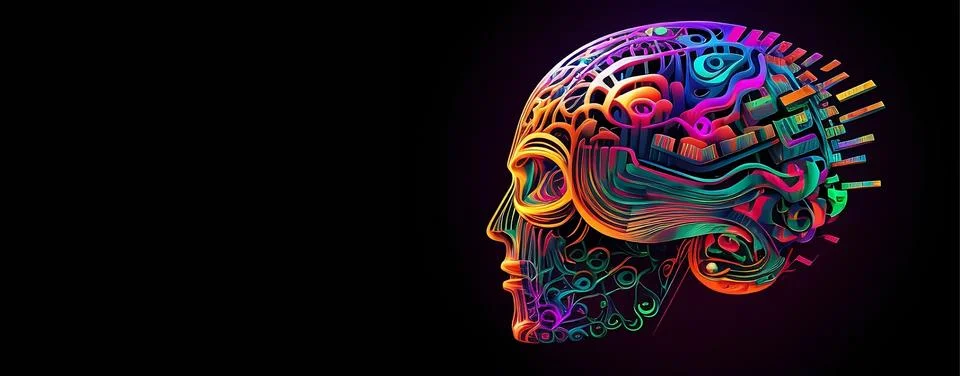 Abstract human brain concept, digital art Stock Illustration