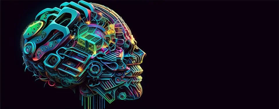 Abstract human brain concept, digital art Stock Illustration
