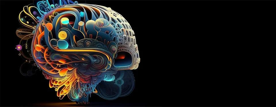 Abstract human brain concept, digital art Stock Illustration