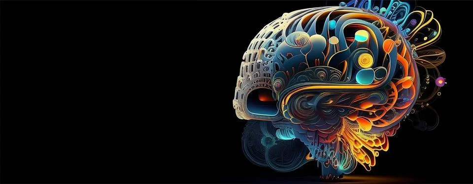 Abstract human brain concept, digital art Stock Illustration