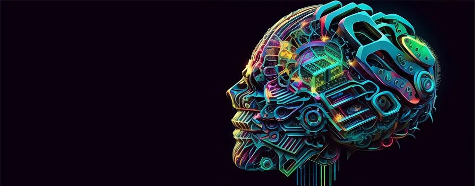 Abstract human brain concept, digital art Stock Illustration