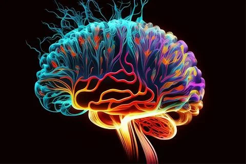 Abstract human brain concept, digital art Stock Illustration