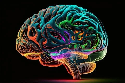Abstract human brain concept, digital art Stock Illustration
