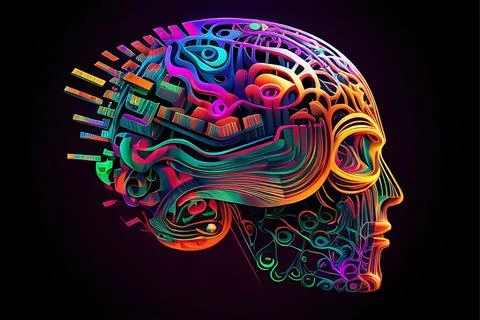 Abstract human brain concept, digital art Stock Illustration