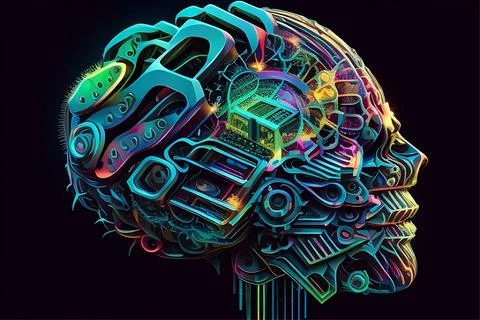 Abstract human brain concept, digital art Stock Illustration