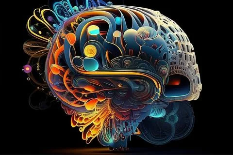 Abstract human brain concept, digital art Stock Illustration