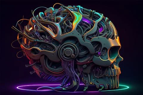 Abstract human brain concept, digital art Stock Illustration