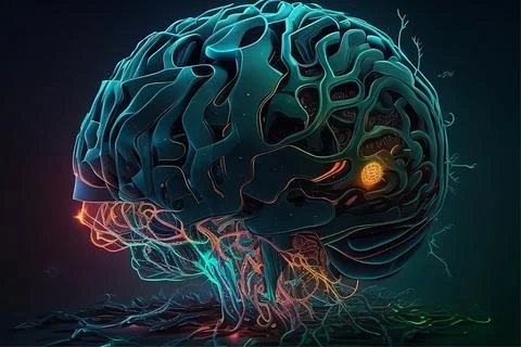 Abstract human brain concept, digital art Stock Illustration
