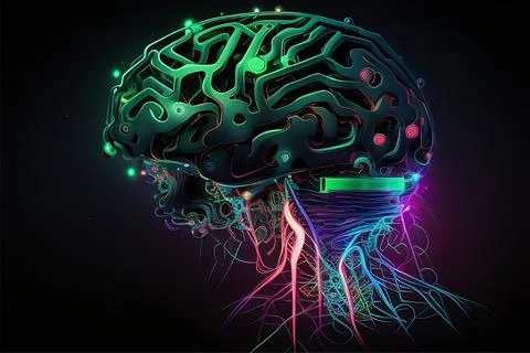 Abstract human brain concept, digital art Stock Illustration