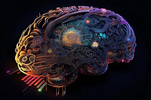 Abstract human brain concept, digital art Stock Illustration