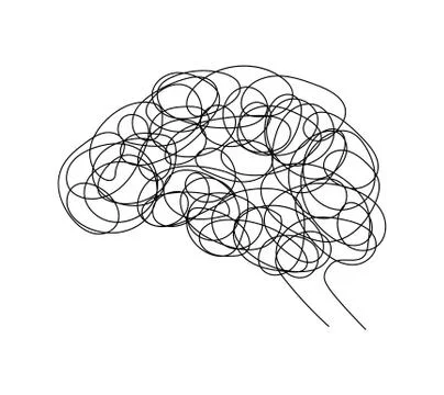 Abstract human brain doodle hand drawn style. Creative idea symbol. Stock Illustration