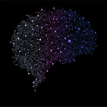 Abstract human brain of dots and lines, polygonal structure Stock Illustration