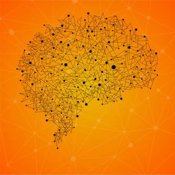 Abstract human brain of dots and lines, polygonal structure, vector illustrat Stock Illustration