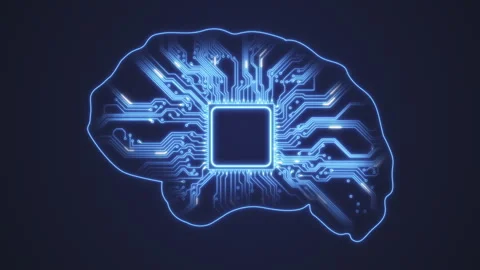 Abstract human brain with an electronic chip inside Stock Footage 251326166