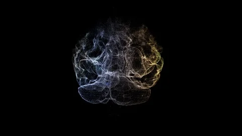 Abstract human brain from glittering particles floating and exploding on a black Stock Footage 125952282