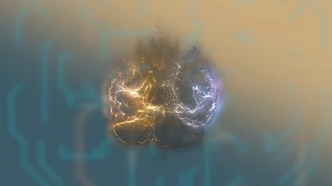 Abstract human brain from glittering particles floating and exploding on a black Stock Footage 125967412
