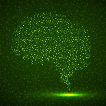 Abstract human brain of glowing particles, technology concept Stock Illustration
