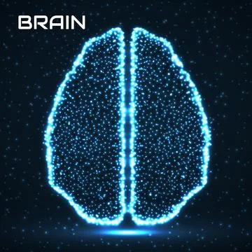 Abstract human brain of glowing particles, technology concept. Vector Stock Illustration