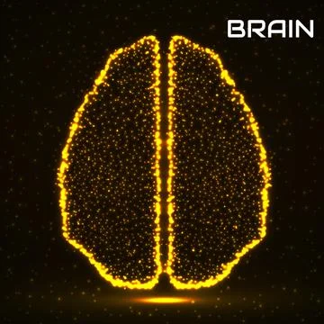 Abstract human brain of glowing particles, technology concept. Vector Stock Illustration
