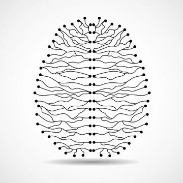 Abstract human brain of lines and dots. Vector illustration Stock Illustration