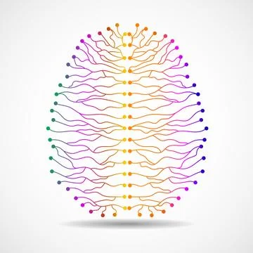 Abstract human brain of lines and dots. Vector illustration Illustrazione stock
