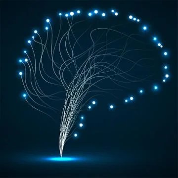 Abstract human brain of lines with glowing dots. Vector illustration Stock Illustration
