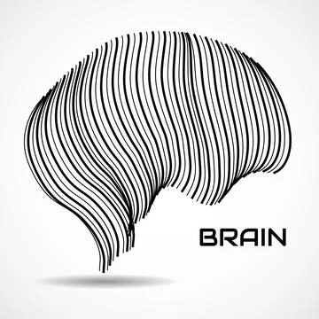 Abstract human brain. Logo with black lines Stock Illustration