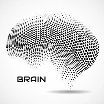 Abstract human brain. Logo with black dotted Stock Illustration