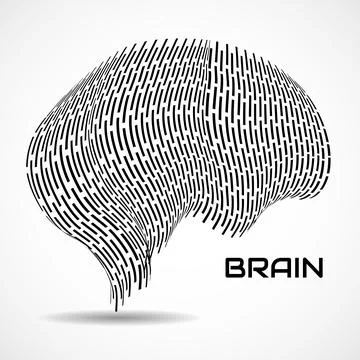Abstract human brain. Logo with black lines Stock Illustration