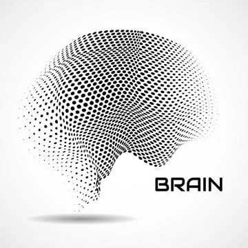 Abstract human brain. Logo with black dotted Stock Illustration