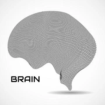 Abstract human brain. Logo with black dotted Stock Illustration