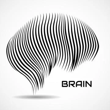 Abstract human brain. Logo with black lines Stock Illustration