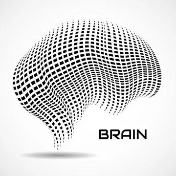 Abstract human brain. Logo with black squares Stock Illustration