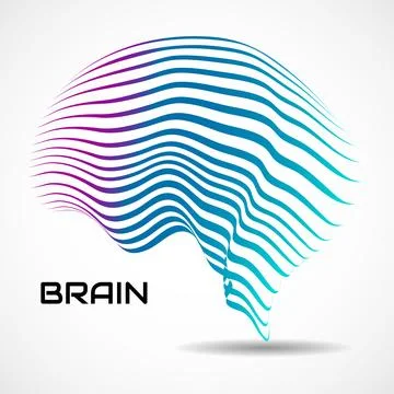 Abstract human brain. Logo with colorful lines Stock Illustration