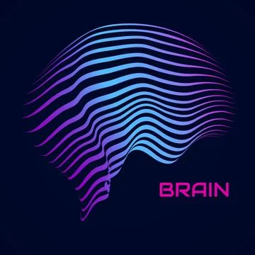 Abstract human brain. Logo with colorful lines Stock Illustration