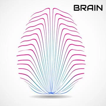Abstract human brain. Logo with colorful lines Stock Illustration